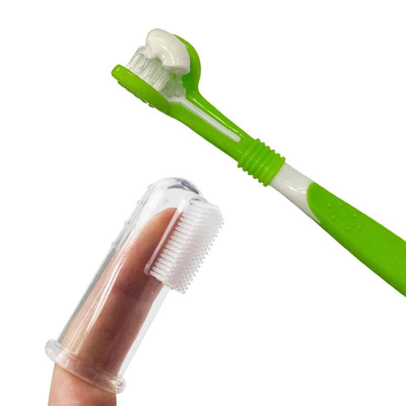 Pet Toothbrush Kit Dental Care Three Heads Dog Toothbrush