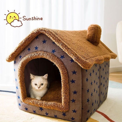 Soft Winter Cat Bed Deep Sleep House