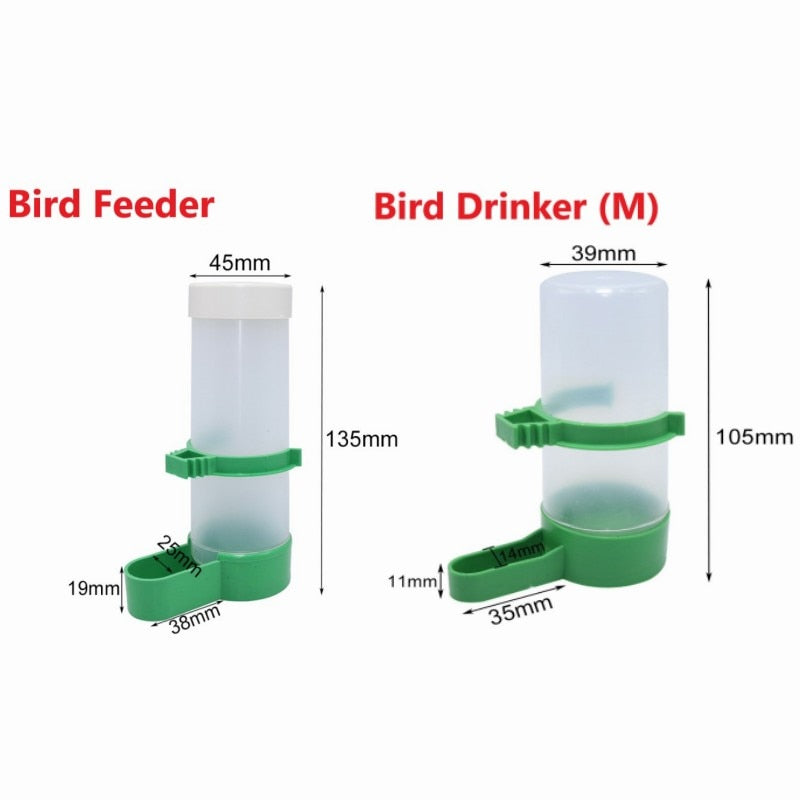 2PCS Bird Feeder Plastic Food Water Feeding Automatic Drinker
