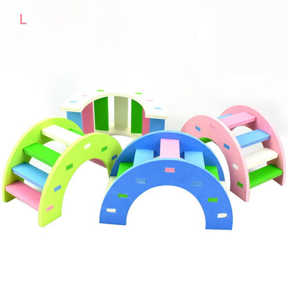 Hamster Toys Wooden Rainbow Bridge Seesaw Swing Toys
