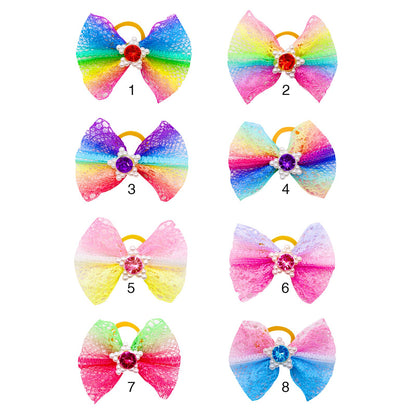 Ranbow Style Dog Hair Bow Colorful Pet Bows