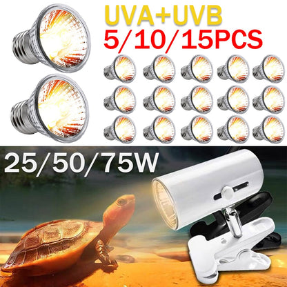 5-15PCS 25/50/75W UVA+UVB Reptile Lamp Bulb