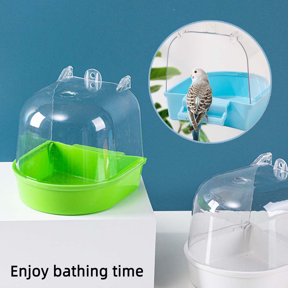 New Bird Bath Cube Hanging Parrots Pet Bathtub Shower Box