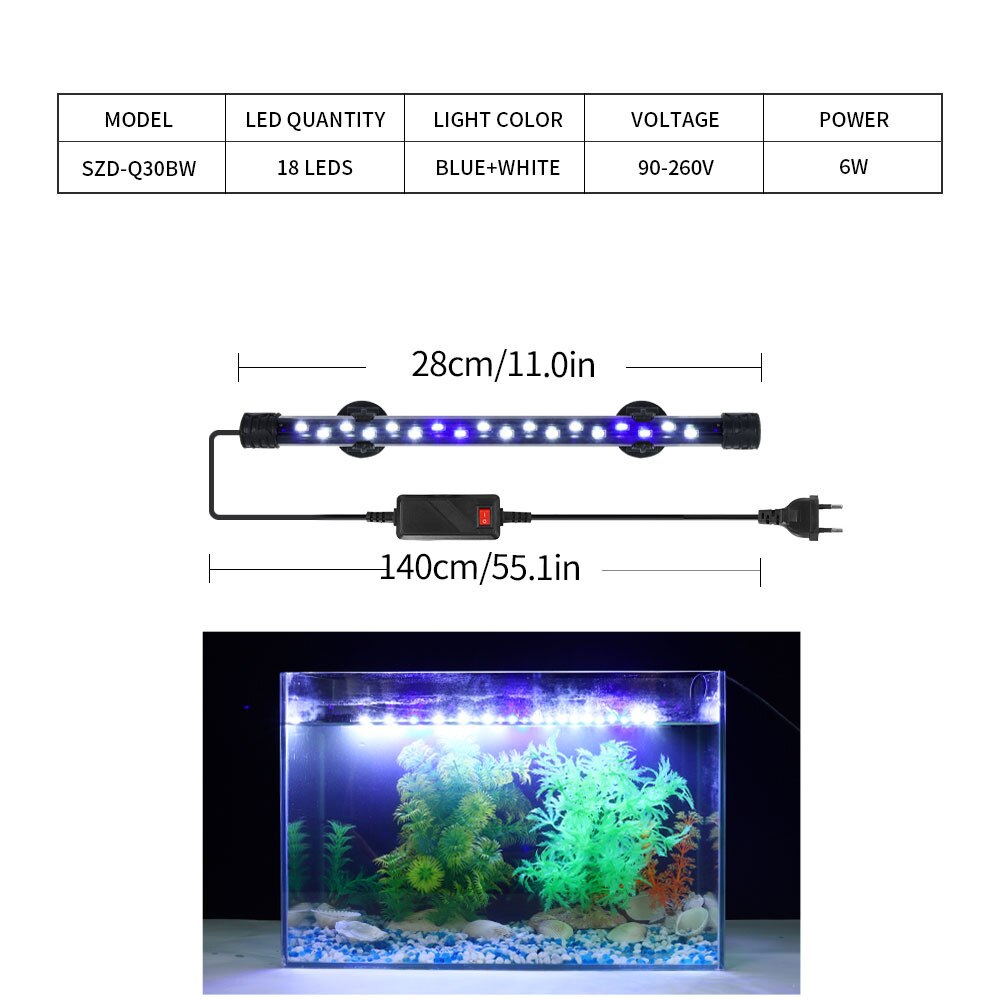 Aquarium Light LED Plant Grow Lamp Waterproof Fish Tank