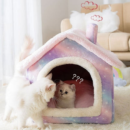 Soft Winter Cat Bed Deep Sleep House