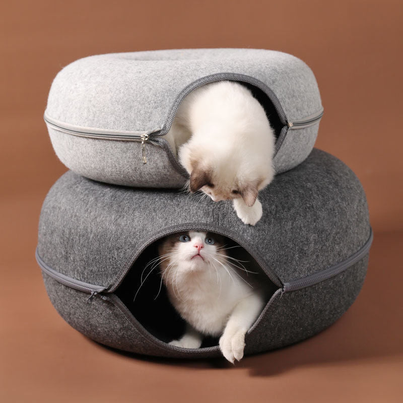 Donut Cat Bed Pet Cat Tunnel Interactive Game