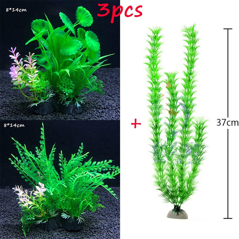 3Pcs  Artificial Aquarium Decor Plants
