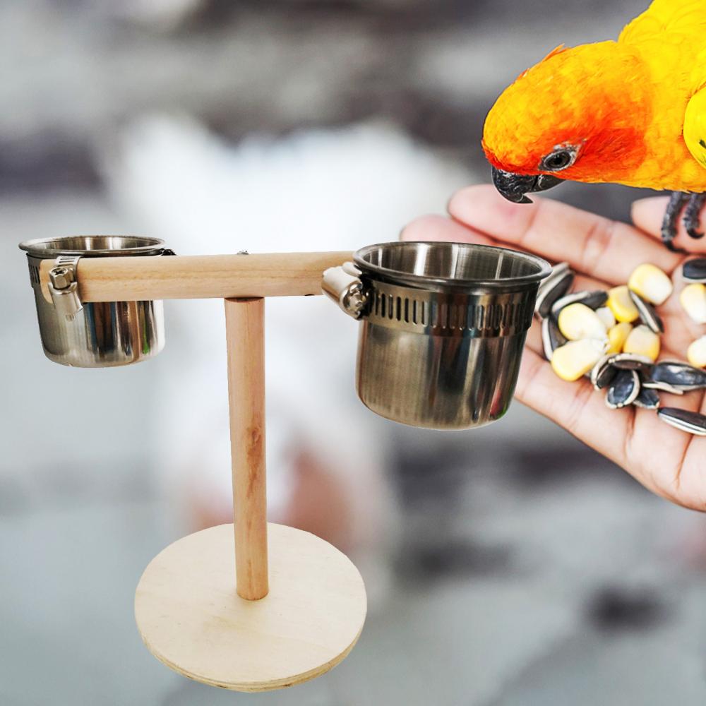 Birds Parrot Stand Perch Swing Suspension Bridge Food Water Bowl