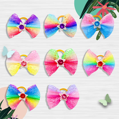 Ranbow Style Dog Hair Bow Colorful Pet Bows