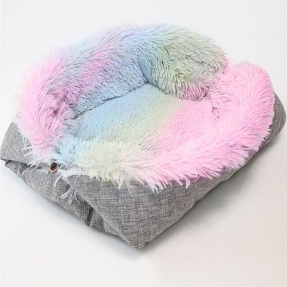 Long Plush Cat Bed Warm Kitten Lounger Cushion Mat