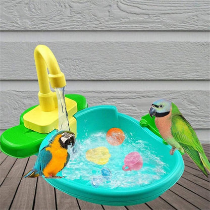 Bird Bath Tub With Faucet Pet Parrots
