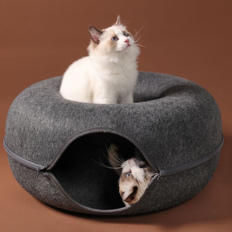 Donut Cat Bed Pet Cat Tunnel Interactive Game