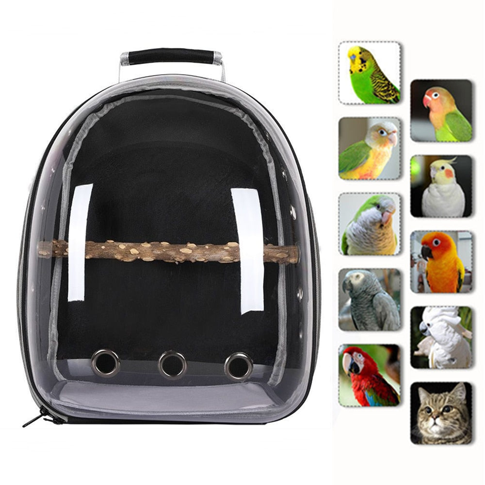 Carrier Bag Parrot Backpack with Feeder Cups