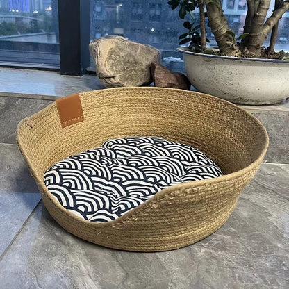 Pet Dog Beds Sofa Bamboo Weaving