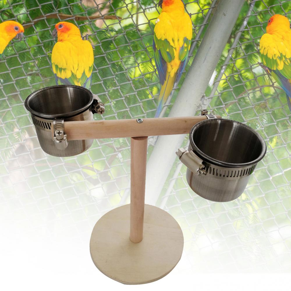 Birds Parrot Stand Perch Swing Suspension Bridge Food Water Bowl