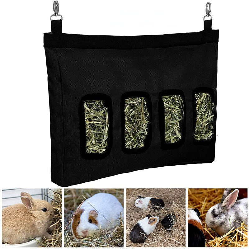 Rabbit Hay Bag Hanging Pouch Feeder Holder Feeding Dispenser Container for Rabbit Guinea Pig Small Animals Pet Dropshipping