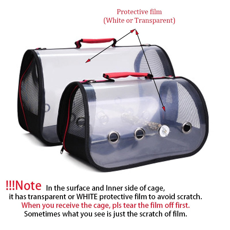 Portable Clear Bird Parrot Transport Cage