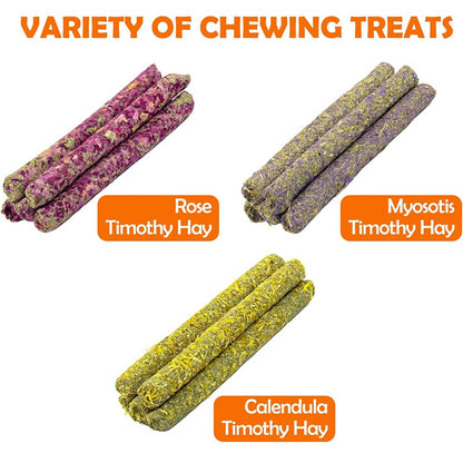 6Pc Timothy Hay Sticks Small Animal Treats Handmade Natural Chews Toys