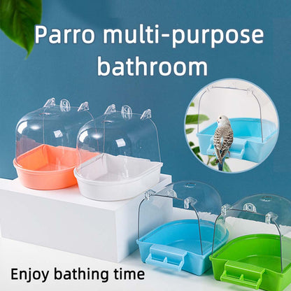 New Bird Bath Cube Hanging Parrots Pet Bathtub Shower