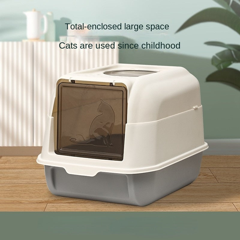 Large Cat Litter Box Foldable Fully Enclosed Cat Litter Tray