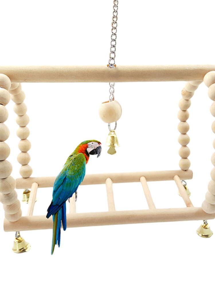 Bird Parrot Toys Wooden Hanging Swing