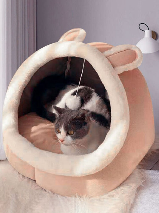 Washable Cave Bed for Small Plush Dogs