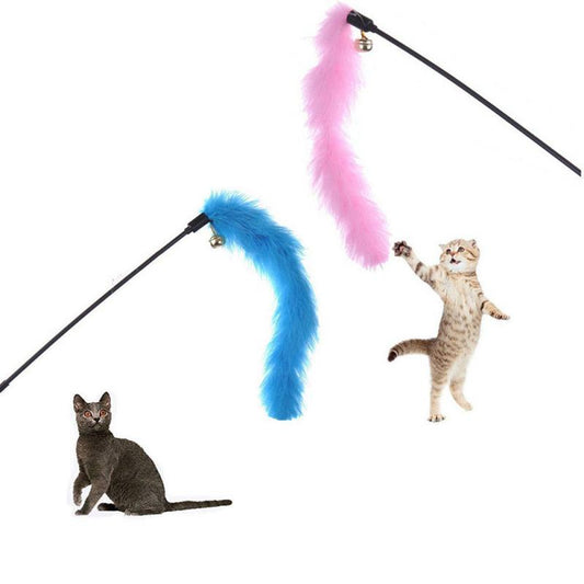 Cat Toy Cat Stick Feather Black Coloured Pole