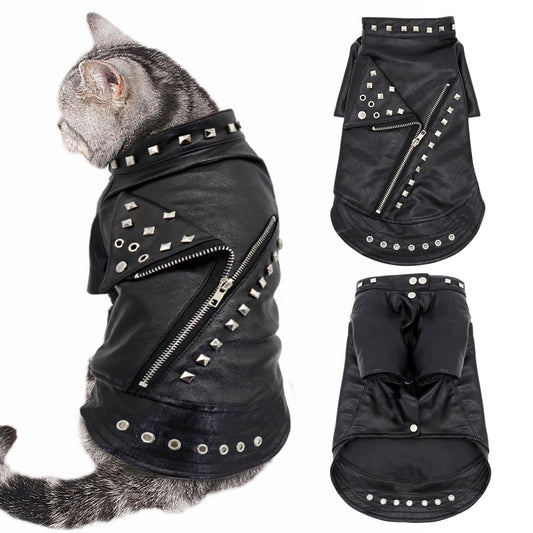 Leather Cat Jacket Warm Dogs Cat Clothes Coat