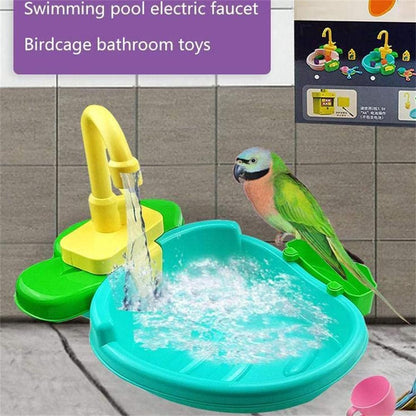 Bird Bath Tub With Faucet Pet Parrots