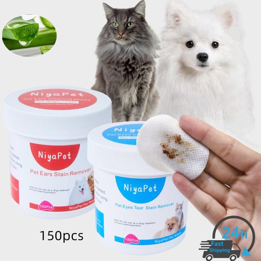 150Pcs Pet Wipes Dog Cat Eyes Ears Cleaning Paper