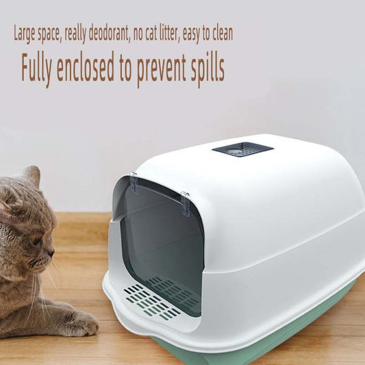 Pet Litter Box Fully Enclosed Spillproof Deodorant Cat Toilet
