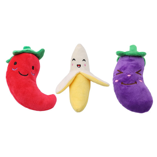 1PC Fruit Vegetable Shape Pet Dog Cat Sound Squeakers Squeaky Toy