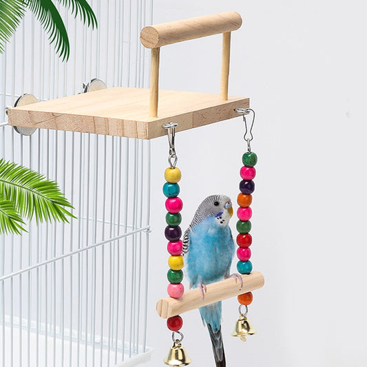 Bird Swing Toy Wooden Parrot Perch Stand Playstand