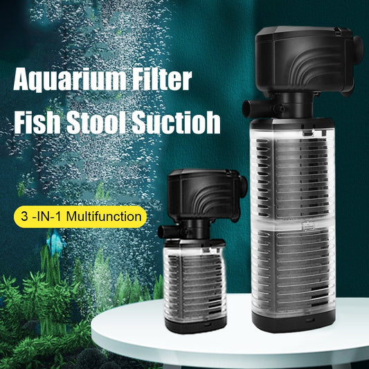 220V 3-in-1 Silent Filter for Aquarium Turtle Fish Tank