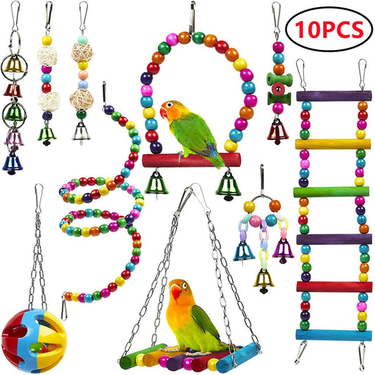 Combination Bird Toys Set Swing Chewing Training Toys