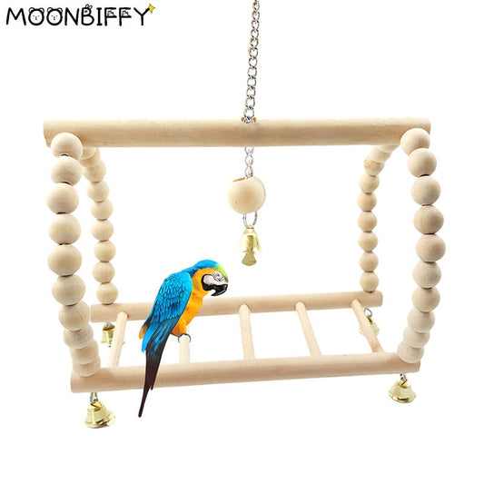 Bird Parrot Toys Wooden Hanging Swing