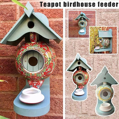 Outdoor Garden Teapot Birdhouse Feeder