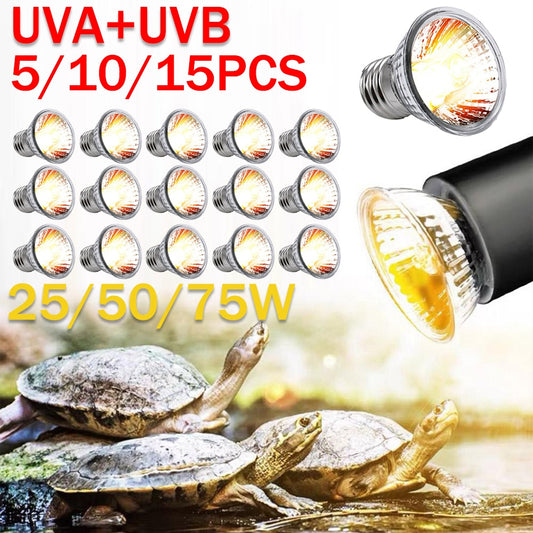 5-15PCS 25/50/75W UVA+UVB Reptile Lamp Bulb