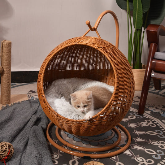 Pet Bed Cat Basket with Plush Interior