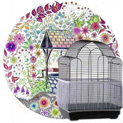 Receptor Seed Guard Nylon Mesh Bird Parrot Cover Soft Easy Cleaning Nylon Airy Fabric Mesh Bird Cage Cover Seed Catcher Guard