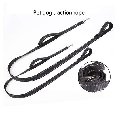 Reflective Dog Leash Collar with Double Handles Padded Safety Running Leashes Harness for Small Medium Large Dogs 4ft