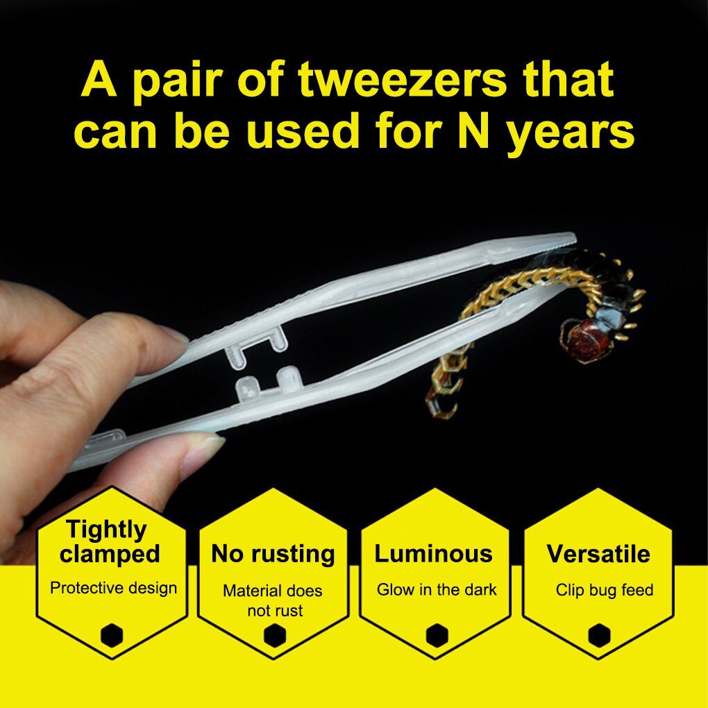 Reptile Feeding Tweezer Anti-slip Tong Bugs Insects Picking up Clamp Animal Feeder Forceps Reusable Washable Pet Supplies