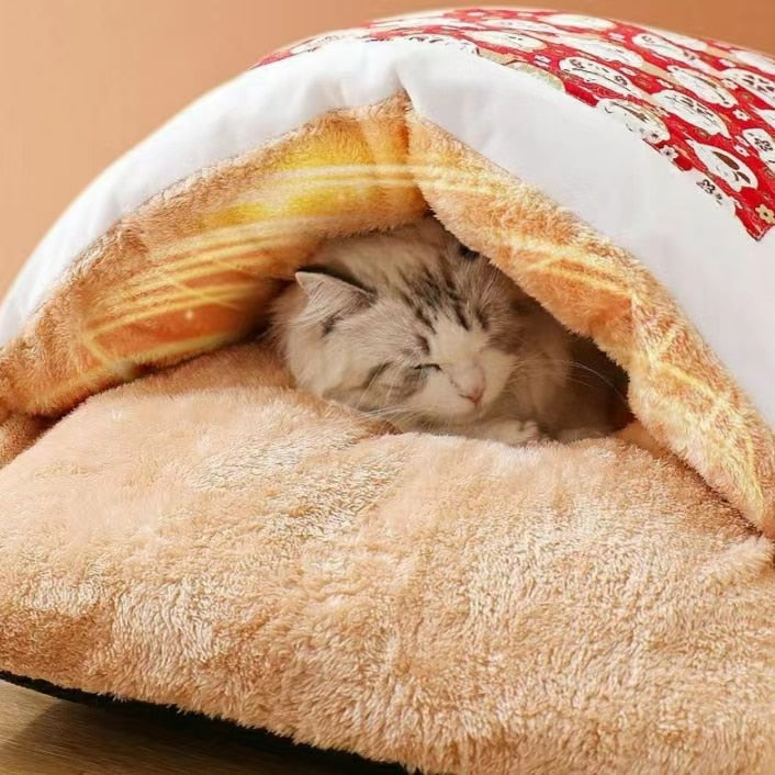 MADDEN Cute Cat Bed Warm Cat Sleeping Bag