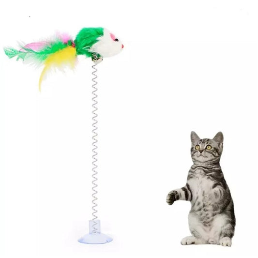 Spring Cat Toy Funny Suction Cup Spring Mouse