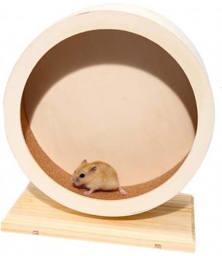 DOOKOO Hamster Wooden Silent Wheel, Small Animal Exercise Wheel Accessories, Quiet Spinner Hamster Running Wheels Toys for Hamsters,Gerbils and Other Small Pets (S)