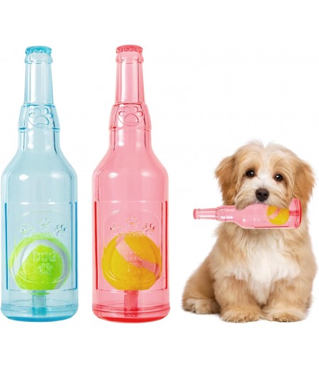 Dog Toy, 2 Pcs Floating Squeaky Water Pool Dog Toys, Interactive Fetch Toy for Play Retriever and Training, Bottle Shape with Tennis Ball Inside (Small X2)