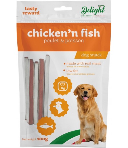 DELIGHT CHICKEN'FISH SAND 100G – Tasty and Nutritious Snack for Dogs