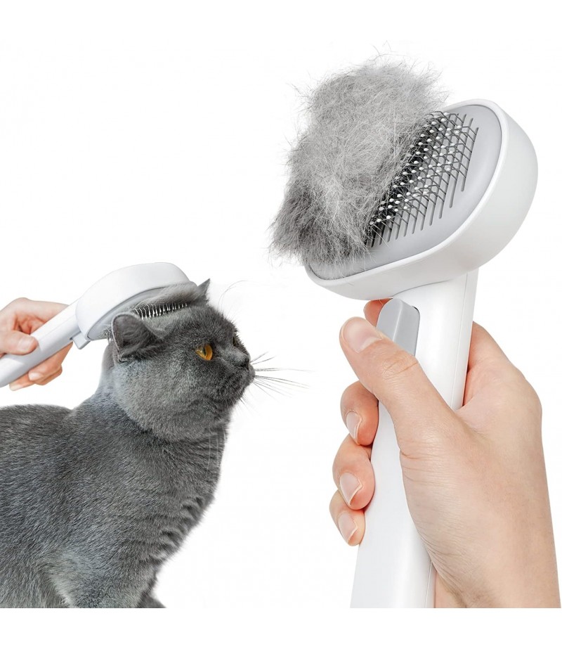 aumuca Cat Brush for Shedding and Grooming, Self Cleaning Slicker Brush for Short or Long Haired Cats, Pet Dog Hair Brush for Puppy Kitten Massage Removes Loose Undercoat, Mats, Tangled Hair, Shed Fur
