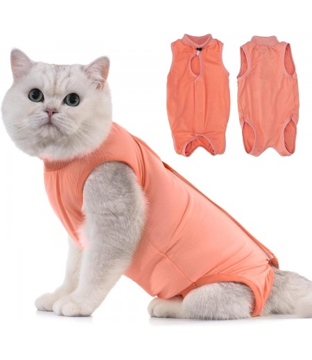 Avont Cat Recovery Suit - Kitten Onesie for Cats After Surgery, Cone of Shame Alternative Surgical Spay Suit for Female Cat, Post-Surgery or Skin Diseases Protection -Coral(S)