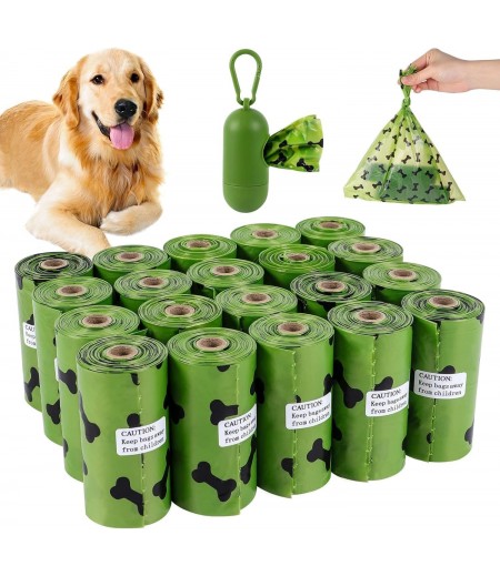 SKY-TOUCH 20Rolls-300pcs Dog Poop Bags Pet Dog Supplies for Dogs include 1pcs Green Adjustable Dispenser，Extra Thick and Strong, 100% Leak Proof, Biodegradable Waste Bag